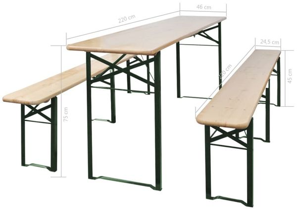 vidaXL Biertisch mit 2 Bänken Klappbar 220 cm Tannenholz 42207 Bild 7