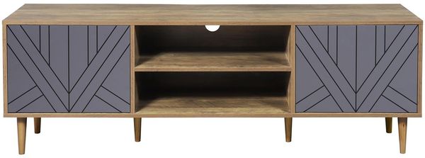 Lowboard Spanplatte, MDF Heveaholz Grau und Natur