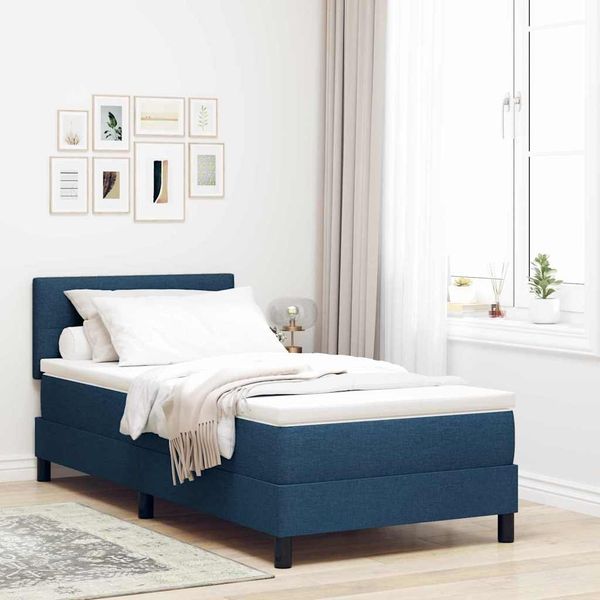 vidaXL Boxspringbett mit Matratze mit LED Blau 100 x 200 cm Stoff 3342190