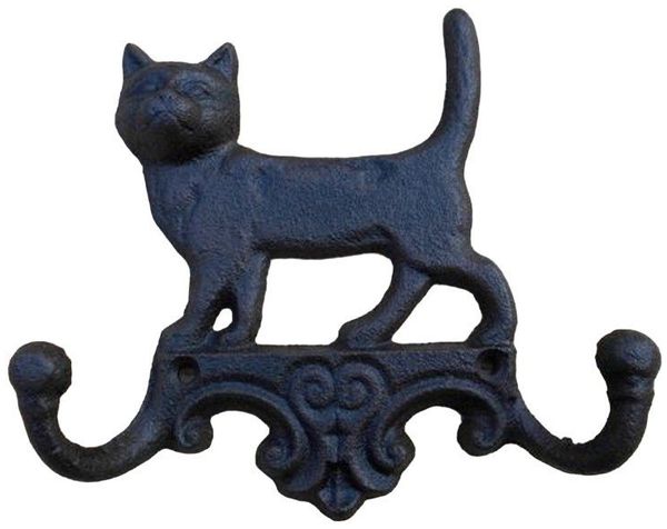 Deko-Impression Wandgarderobe Hakenleiste Katze mit 2 Eisenhaken WandhakenGusseisen Landhausstil (1 St)