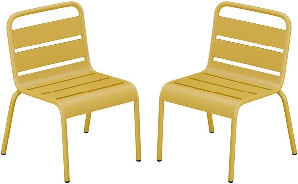 Vente-unique - POPAYAN Garden dining set Metall Gelb - B 39 cm x H 55,5 cm x L 43 cm