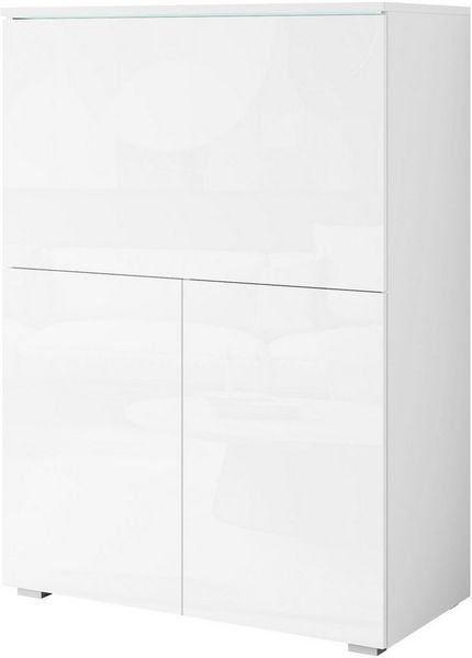 Home affaire PC-Schrank Vera, Sekretär, Home-Office-Schreibtisch mit LED-Beleuchtung (1 St), Multifunktional mit Stauraum, klappbare Tischfläche, LED, B 90 cm