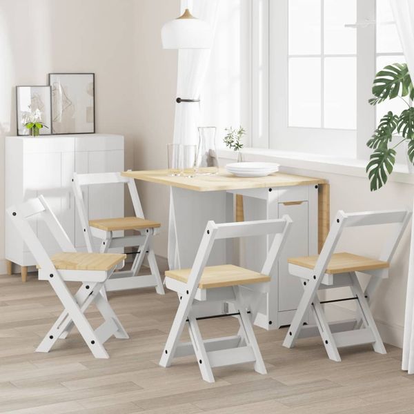 vidaXL Esszimmerstühle Klappbar 4 Stk. Corona Weiß Massivholz Kiefer 4013436
