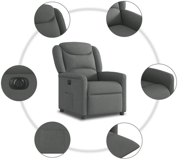 vidaXL Relaxsessel Elektrisch Dunkelgrau Stoff 3303175 Bild 10
