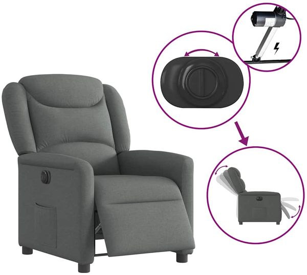 vidaXL Relaxsessel Elektrisch Dunkelgrau Stoff 3303175 Bild 8