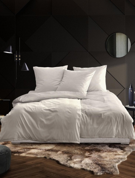 Irisette Mako Satin Bettwäsche Tokio 8607-80 Streifen Silber 135x200