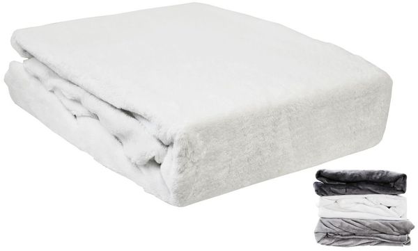 JACK Spannbettlaken Teddy Flausch Cashmere Touch Weiß Grau Anthrazit, Microfaser, Gummizug: Rundumgummizug, (1 Stück), Teddy Plüsch, kuschlig, weiche Oberfläche, superweicher Cashmere-Touch