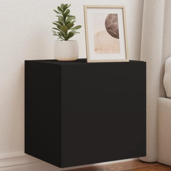 vidaXL TV-Wandschränke mit LED-Leuchten 2 Stk. Schwarz 40,5x35x40 cm 837249