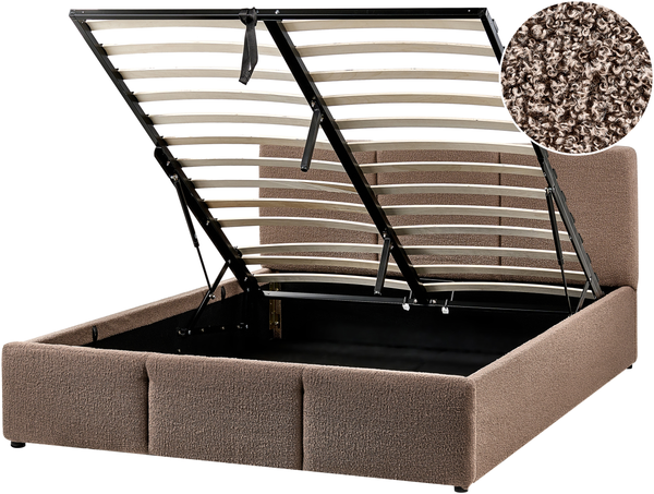 Bett mit Stauraum Bouclé BOUSSE 140 x 200 cm Taupe