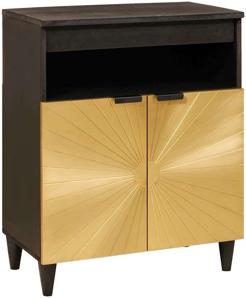 vidaXL Sideboard Schwarz und Gold 60 x 33 x 75 cm Massivholz Mango 4017853