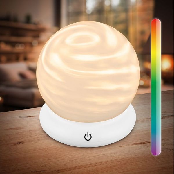 Briloner Leuchten LED Tischleuchte LUSTRO, LED fest integriert, Warmweiß, 15x16,5 cm, Akku tauschbar, Wohnzimmer, Flur, Schlafzimmer