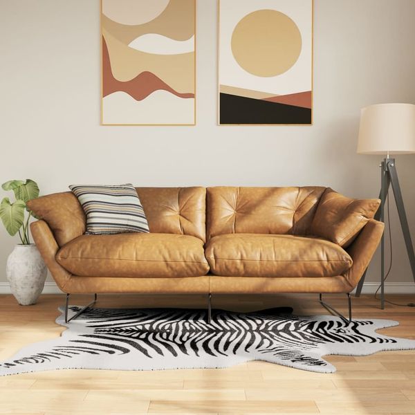 vidaXL Teppich Schwarz Weiß 120x170 cm Zebramuster Waschbar 136623