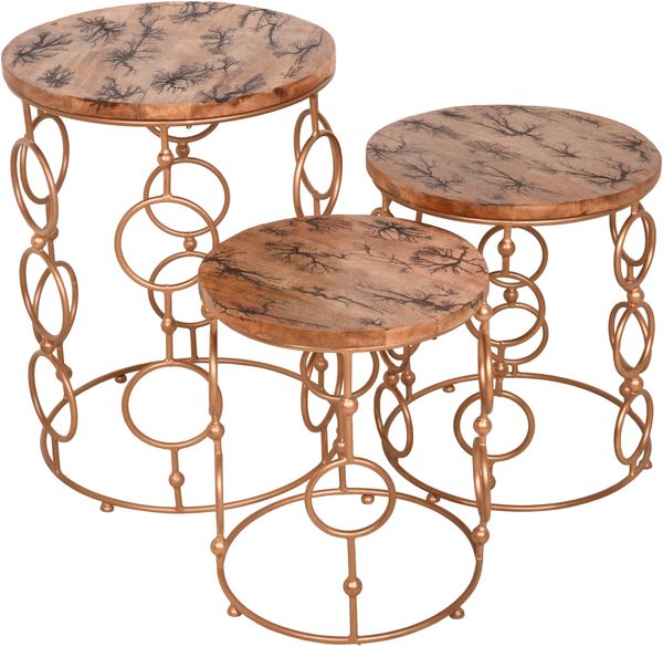 Beistelltisch JASON 3er Set - Mangoholz Gold 44 x 36 x 36 cm | Couchtisch Sofatisch Abstelltisch