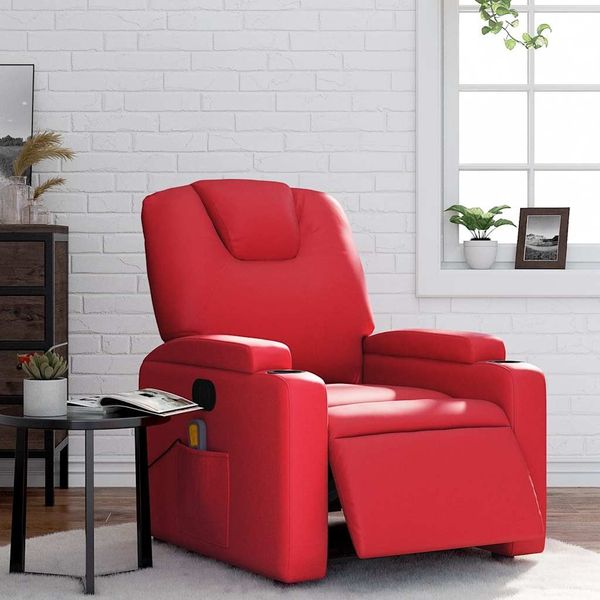 vidaXL Massagesessel Elektrisch Rot Kunstleder 3204428