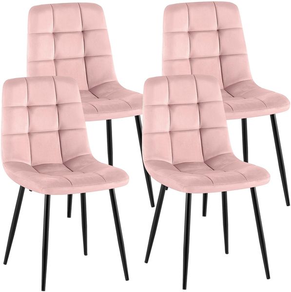 CLP 4er Set Esszimmerstühle Antibes Samtbezüge gepolstert Rückenlehnen bis 150 kg,pink