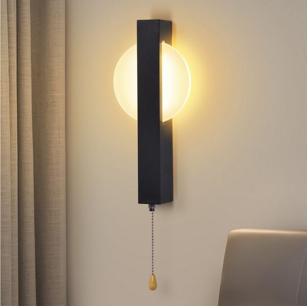 ZMH LED Wandleuchte Innen Wandlampe mit Schalter 3000K Warmweiß, LED fest integriert, warmweiß