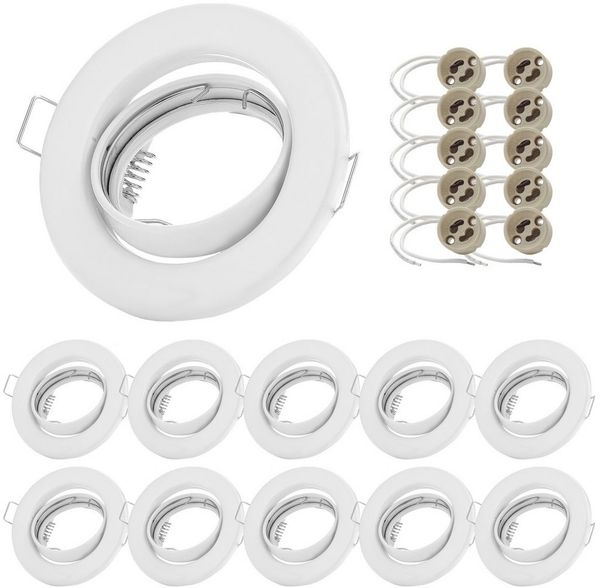 Sweet LED LED Einbaustrahler 10er Set GU10 schwenkbar Aluminium Einbaustrahler weiß matt 230V, schwenkbar, ohne Leuchtmittel, Einbauspots, Deckenlampe, Einbaurahmen