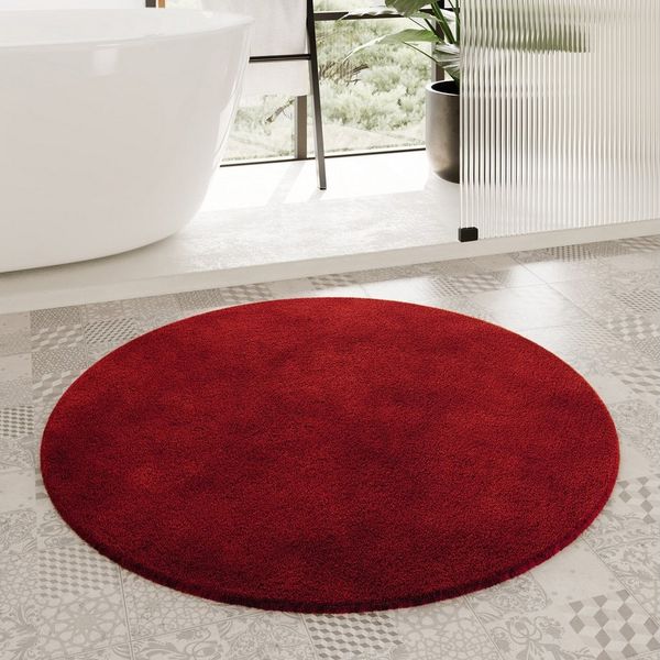 Homie Living Badematte Porto Azzurro, Höhe 30 mm, rutschhemmend beschichtet, fußbodenheizungsgeeignet, schnell trocknend, Polyester, rund, Badteppich, uni, rechteckig & rund, waschbar, Badezimmerteppich