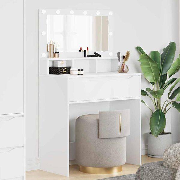 vidaXL Schlafzimmer-Frisiertische mit Speicher Weiß 80 x 39,6 x 135 cm 888967