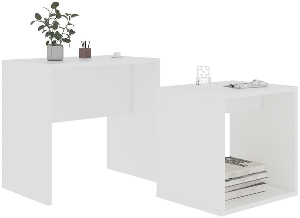 vidaXL Couchtisch-Set Weiß 48x30x45 cm Holzwerkstoff 802885 Bild 3