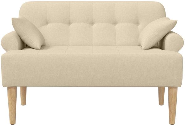vidaXL Zweisitzer mit Knopfheftung Creme 120 x 65 x 79 cm Stoff 42041816 Bild 3