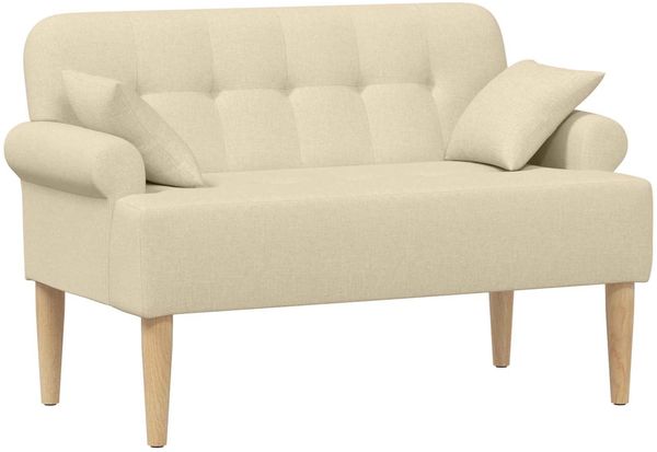 vidaXL Zweisitzer mit Knopfheftung Creme 120 x 65 x 79 cm Stoff 42041816 Bild 2