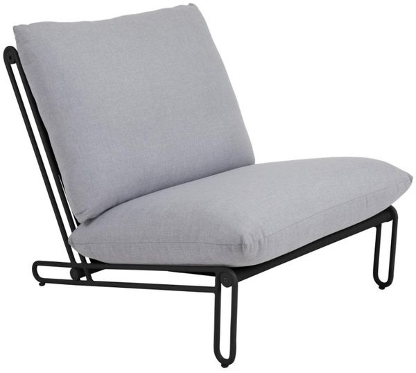 Gartensessel Blixt mit Kissen aus Aluminium, modern, schwarz/grau, gepolstert für Outdoor