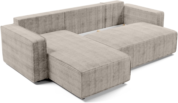AX LIVING Ecksofa L Form Aydin Cord Schlafsofa Beige Schlaffunktion Bild 5