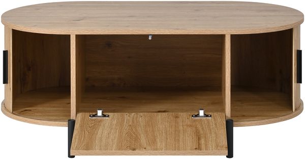 Couchtisch Natur mit Rattantüren oval 100×50×40 cm aus MDF Bild 8