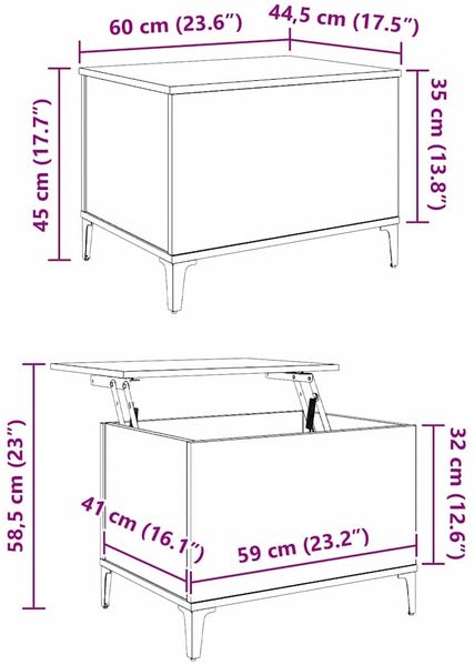 vidaXL Couchtisch Schwarz Eichen-Optik 60 x 44,5 x 45 cm Holzwerkstoff 881173 Bild 12