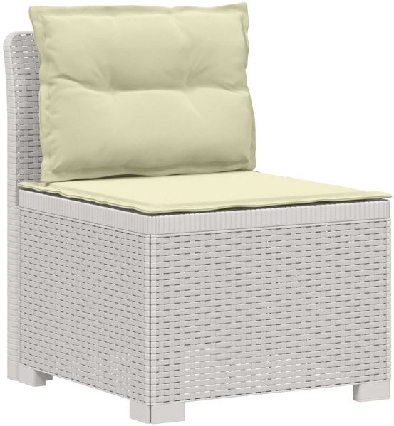 vidaXL 1-Sitzer Garten-Sofa mit Kissen Rattan-Look PP Weiß 8011804
