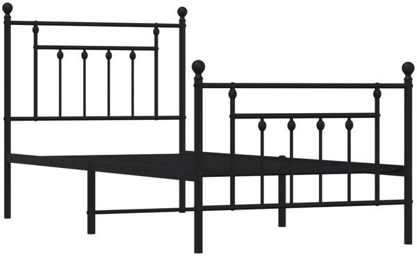 vidaXL Bettgestell mit Kopf- und Fußteil Metall Schwarz 90x190 cm 353547 Bild 3