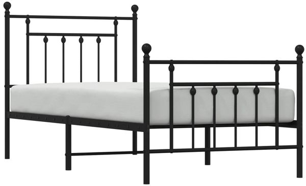vidaXL Bettgestell mit Kopf- und Fußteil Metall Schwarz 90x190 cm 353547 Bild 5