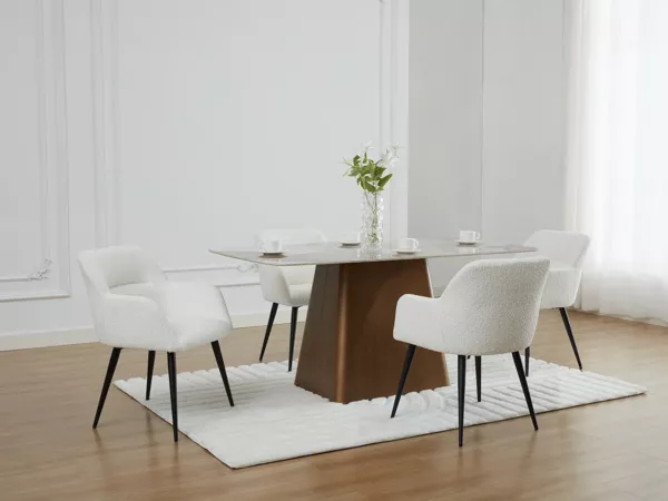 Vente-unique - HEKA Stuhl Stoff Weiß - B 61 cm x H 78 cm x L 59,5 cm