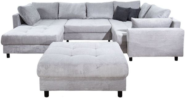 COLLECTION AB Wohnlandschaft Toni U-Form mit Armlehne, inkl. Hocker und Zierkissen in abgesetzter Farbe, mit Bonnelfederkern