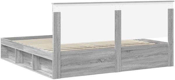 vidaXL Bettrahmen Graues Sonoma 200 x 200 cm Massives Kiefernholz 3410970 Bild 8