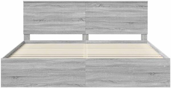 vidaXL Bettrahmen Graues Sonoma 200 x 200 cm Massives Kiefernholz 3410970 Bild 6
