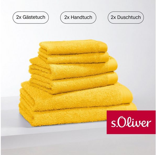 s.Oliver Handtuch Set s.Oliver, Premium Qualität, 600 gr/m², Walkfrottier (Set, 6-St), 2 Gästetücher 30x50, 2 Handtücher 50x100, 2 Duschtücher 70x140