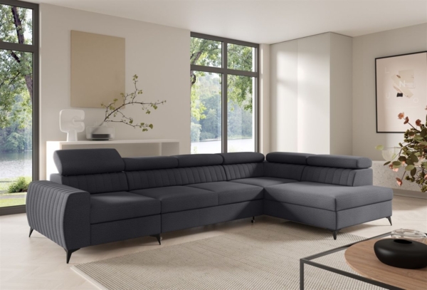 Ecksofa Schlafsofa Sofa TORONTO XL Stoff Element Graphit Ottomane Rechts