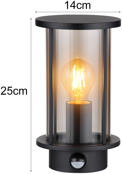 LED Außenwandleuchte mit Bewegungsmelder aus Edelstahl & Rauchglas, H: 25cm Bild 4