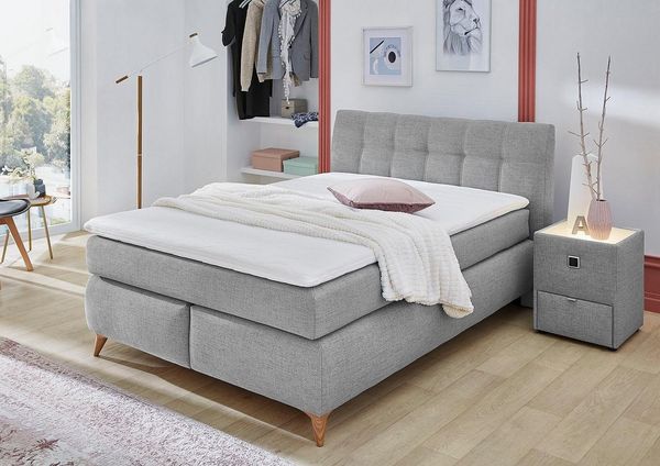Jockenhöfer 'Nicola' Boxspringbett, 140x200 cm, Feinstruktur Grau