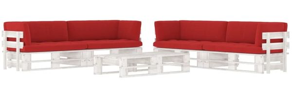 vidaXL 6-tlg. Paletten-Lounge-Set Weiß Imprägniertes Kiefernholz 3067003