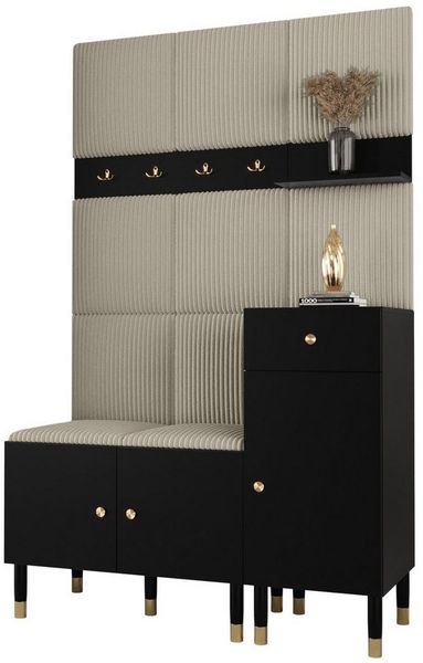 ABIKS MÖBEL Kompaktgarderobe PALERMO Set 5 Garderobe mit gepolsterten Paneelen, Industriell Design