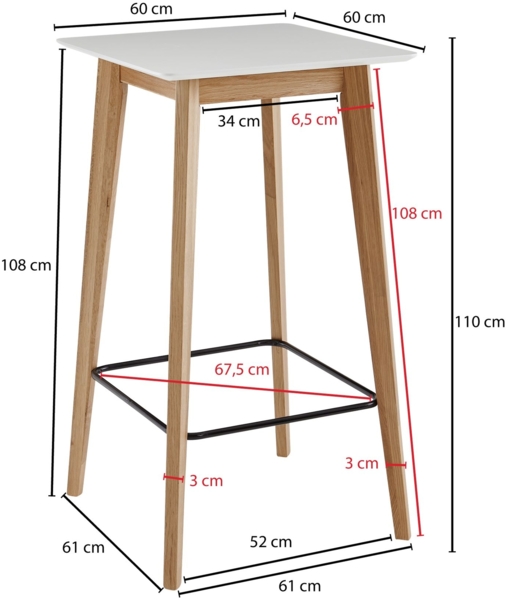 Stehtisch 60 x 110 x 60 cm Weiß Bild 7