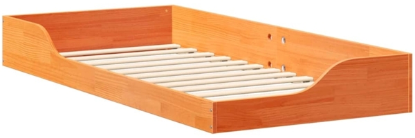 vidaXL Bodenbettgestell Wachsbraun 80 x 200 cm Massivholz Kiefer 873393 Bild 1
