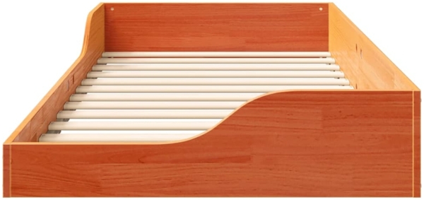 vidaXL Bodenbettgestell Wachsbraun 80 x 200 cm Massivholz Kiefer 873393 Bild 4