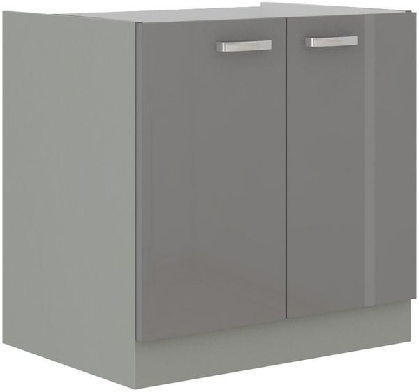 Küchen Unterschrank 80 Hochglanz Grau Küchenzeile Küchenblock Küche Grey Bianca