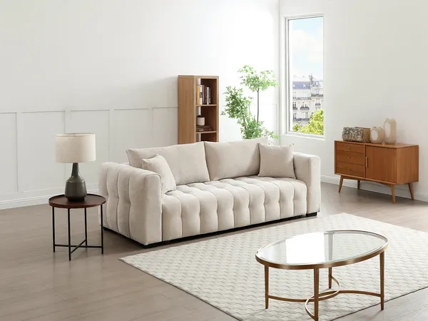 Vente-unique - PANILO Sofa Stoff Beige - B 97 cm x H 85 cm x L 240 cm
