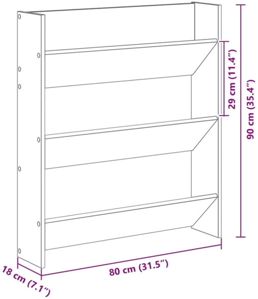 vidaXL Schuhregal Wandmontage Altholz-Optik 80x18x90 cm Holzwerkstoff 856544 Bild 9