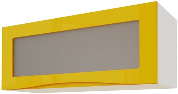 Küchenschrank Hängeschrank 90cm Korpus- & lackierte FrontFarbe: RAL 6027 lichtgrün Hochglanz / grau (NA-W4BS/90WKF)